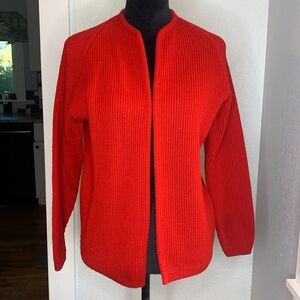 Kandel knitting Mills Portland Oregon red 100% wool knit open sweater Small